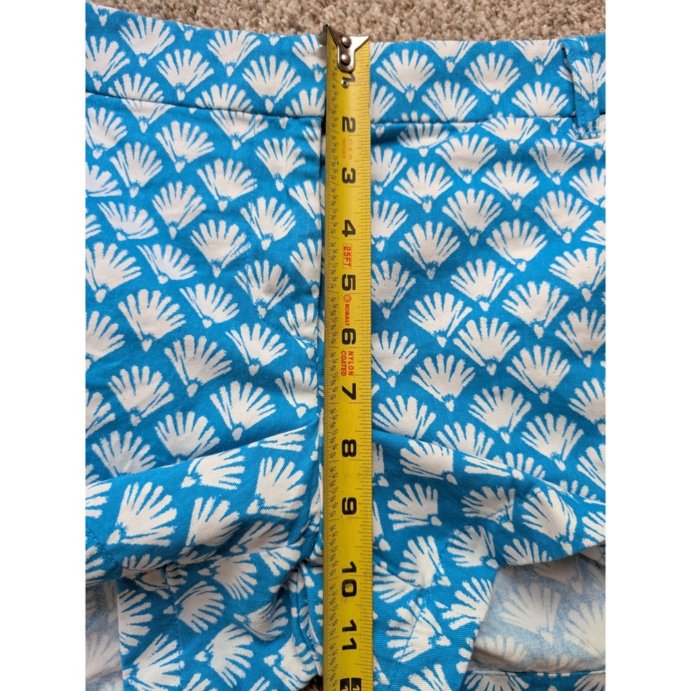 J.Crew Chino Shorts Women's 12 Blue Teal Seashell Print Beach Preppy Resortwear - Picture 10 of 10